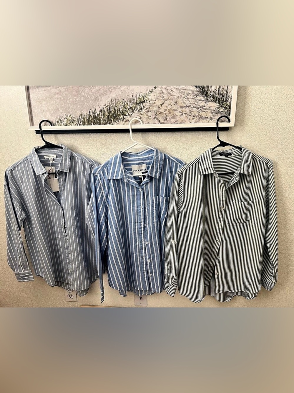 Lola River and other brands Stripe Button-Down Shirt Women’s Blue & Green